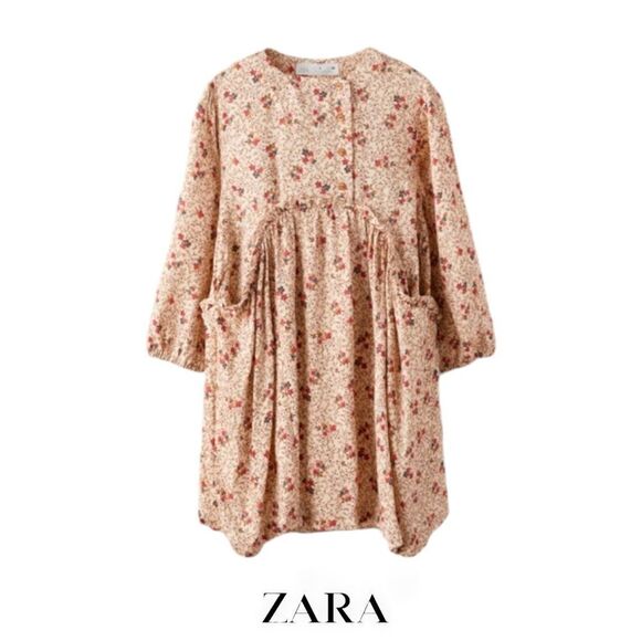 ZARA Kids | Light Beige | FLORAL PRINT DRESS - Picture 1 of 7